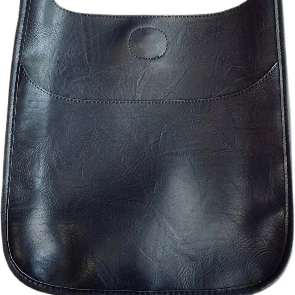Ahdorned Classic Faux Leather Messenger Bag - BLACK - No Strap - Gold Hardware